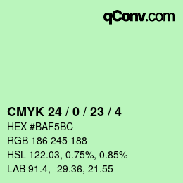 カラーコード: CMYK 24 / 0 / 23 / 4 | qconv.com