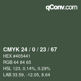 カラーコード: CMYK 24 / 0 / 23 / 67 | qconv.com