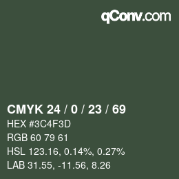 Color code: CMYK 24 / 0 / 23 / 69 | qconv.com