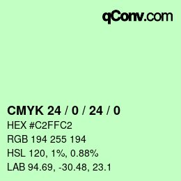 カラーコード: CMYK 24 / 0 / 24 / 0 | qconv.com
