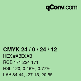 カラーコード: CMYK 24 / 0 / 24 / 12 | qconv.com