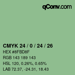 カラーコード: CMYK 24 / 0 / 24 / 26 | qconv.com