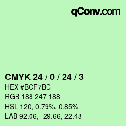 カラーコード: CMYK 24 / 0 / 24 / 3 | qconv.com