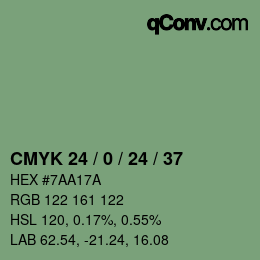 カラーコード: CMYK 24 / 0 / 24 / 37 | qconv.com