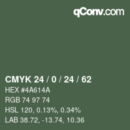 Color code: CMYK 24 / 0 / 24 / 62 | qconv.com