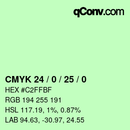 カラーコード: CMYK 24 / 0 / 25 / 0 | qconv.com