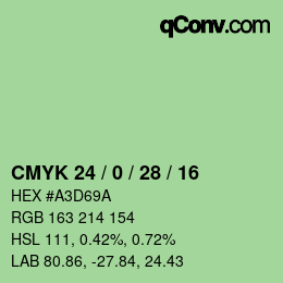 カラーコード: CMYK 24 / 0 / 28 / 16 | qconv.com