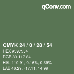 Color code: CMYK 24 / 0 / 28 / 54 | qconv.com