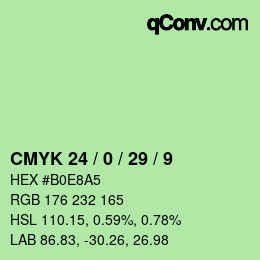 カラーコード: CMYK 24 / 0 / 29 / 9 | qconv.com