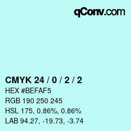 颜色代码: CMYK 24 / 0 / 2 / 2 | qconv.com