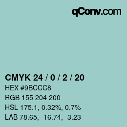 Color code: CMYK 24 / 0 / 2 / 20 | qconv.com