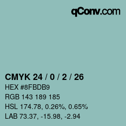 Color code: CMYK 24 / 0 / 2 / 26 | qconv.com