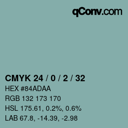 カラーコード: CMYK 24 / 0 / 2 / 32 | qconv.com