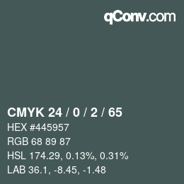 カラーコード: CMYK 24 / 0 / 2 / 65 | qconv.com