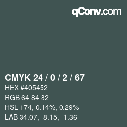 Color code: CMYK 24 / 0 / 2 / 67 | qconv.com