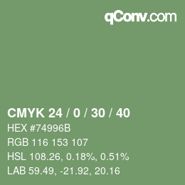 Color code: CMYK 24 / 0 / 30 / 40 | qconv.com