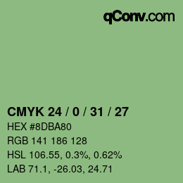 カラーコード: CMYK 24 / 0 / 31 / 27 | qconv.com