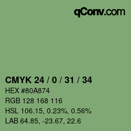 颜色代码: CMYK 24 / 0 / 31 / 34 | qconv.com