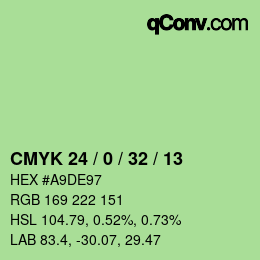 カラーコード: CMYK 24 / 0 / 32 / 13 | qconv.com