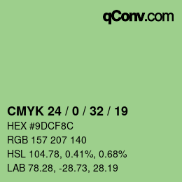 カラーコード: CMYK 24 / 0 / 32 / 19 | qconv.com