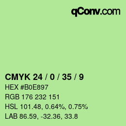 カラーコード: CMYK 24 / 0 / 35 / 9 | qconv.com