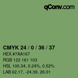 カラーコード: CMYK 24 / 0 / 36 / 37 | qconv.com