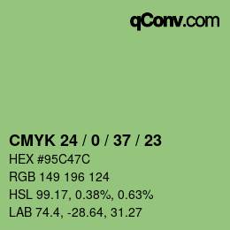カラーコード: CMYK 24 / 0 / 37 / 23 | qconv.com