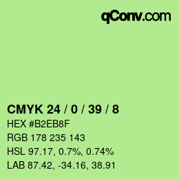 Color code: CMYK 24 / 0 / 39 / 8 | qconv.com