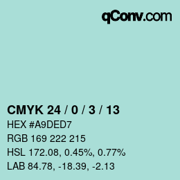 Color code: CMYK 24 / 0 / 3 / 13 | qconv.com