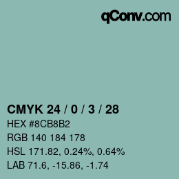 Farbcode: CMYK 24 / 0 / 3 / 28 | qconv.com