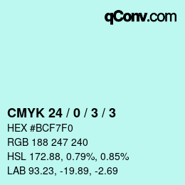 Color code: CMYK 24 / 0 / 3 / 3 | qconv.com