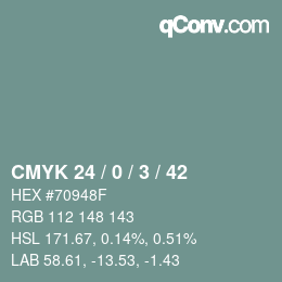 Color code: CMYK 24 / 0 / 3 / 42 | qconv.com