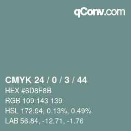Color code: CMYK 24 / 0 / 3 / 44 | qconv.com