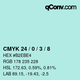カラーコード: CMYK 24 / 0 / 3 / 8 | qconv.com