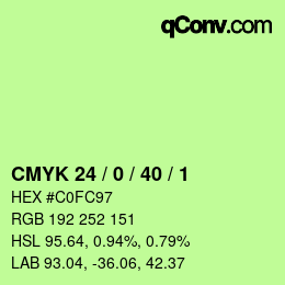 カラーコード: CMYK 24 / 0 / 40 / 1 | qconv.com