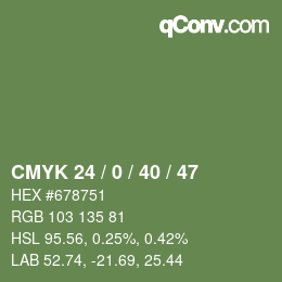 Color code: CMYK 24 / 0 / 40 / 47 | qconv.com