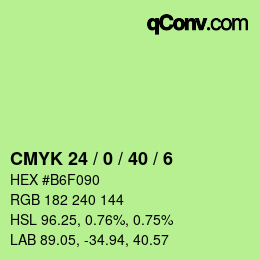 Color code: CMYK 24 / 0 / 40 / 6 | qconv.com