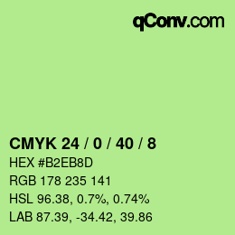 カラーコード: CMYK 24 / 0 / 40 / 8 | qconv.com