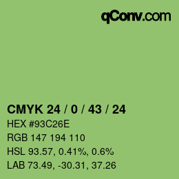 Code couleur: CMYK 24 / 0 / 43 / 24 | qconv.com