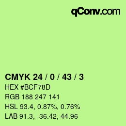 カラーコード: CMYK 24 / 0 / 43 / 3 | qconv.com