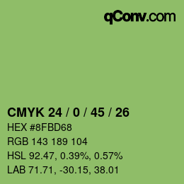 Farbcode: CMYK 24 / 0 / 45 / 26 | qconv.com