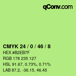 Color code: CMYK 24 / 0 / 46 / 8 | qconv.com