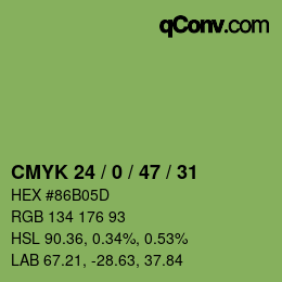 Color code: CMYK 24 / 0 / 47 / 31 | qconv.com