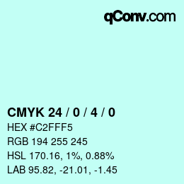 カラーコード: CMYK 24 / 0 / 4 / 0 | qconv.com