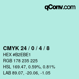カラーコード: CMYK 24 / 0 / 4 / 8 | qconv.com