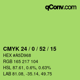 カラーコード: CMYK 24 / 0 / 52 / 15 | qconv.com