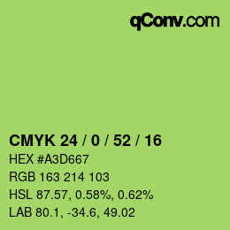 Farbcode: CMYK 24 / 0 / 52 / 16 | qconv.com