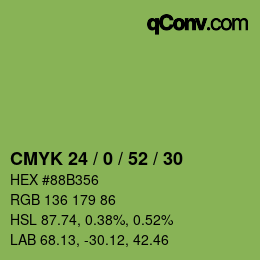 Farbcode: CMYK 24 / 0 / 52 / 30 | qconv.com