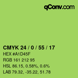 Color code: CMYK 24 / 0 / 55 / 17 | qconv.com
