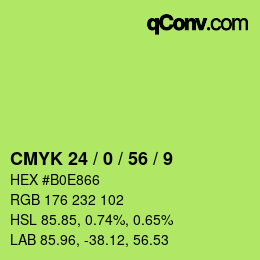 カラーコード: CMYK 24 / 0 / 56 / 9 | qconv.com